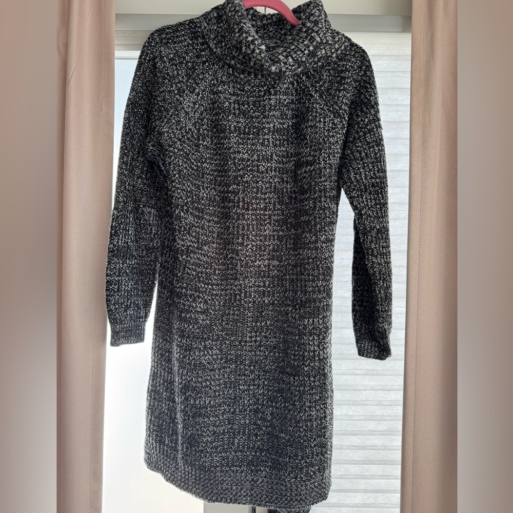 Women's Black & Gray Turtleneck Sweater Dress